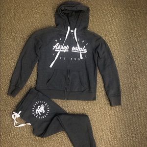 Aeropostale Hoodie and Sweatpants Gray Small Set